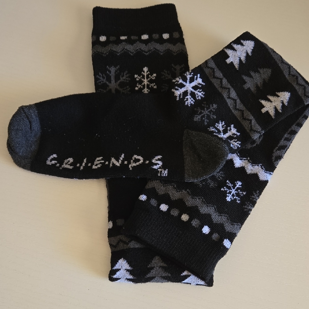 FRIENDS Black and Gray Casual Socks with Festive Design Knee High